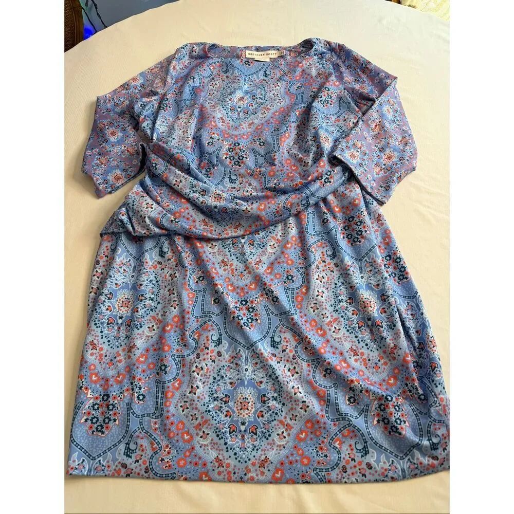 Gretchen Scott Jersey Corset Dress Blue Paisley Plus Size XXL Goddess